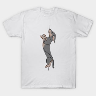 Dachshund Dog Standing - Simple Minimalist Line Art Design T-Shirt